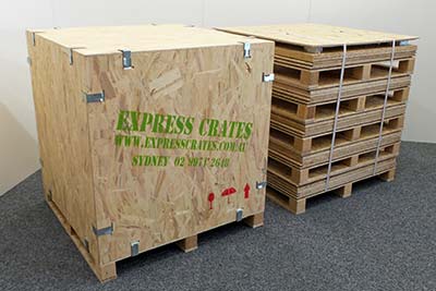 Stock flat-pack cubic metre crate